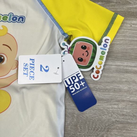 Cocomelon "JJ" Boys‎ 2 Pc Rash Guard Set 4T-Short Sleeve Top-Swim Shorts - Picture 5 of 14